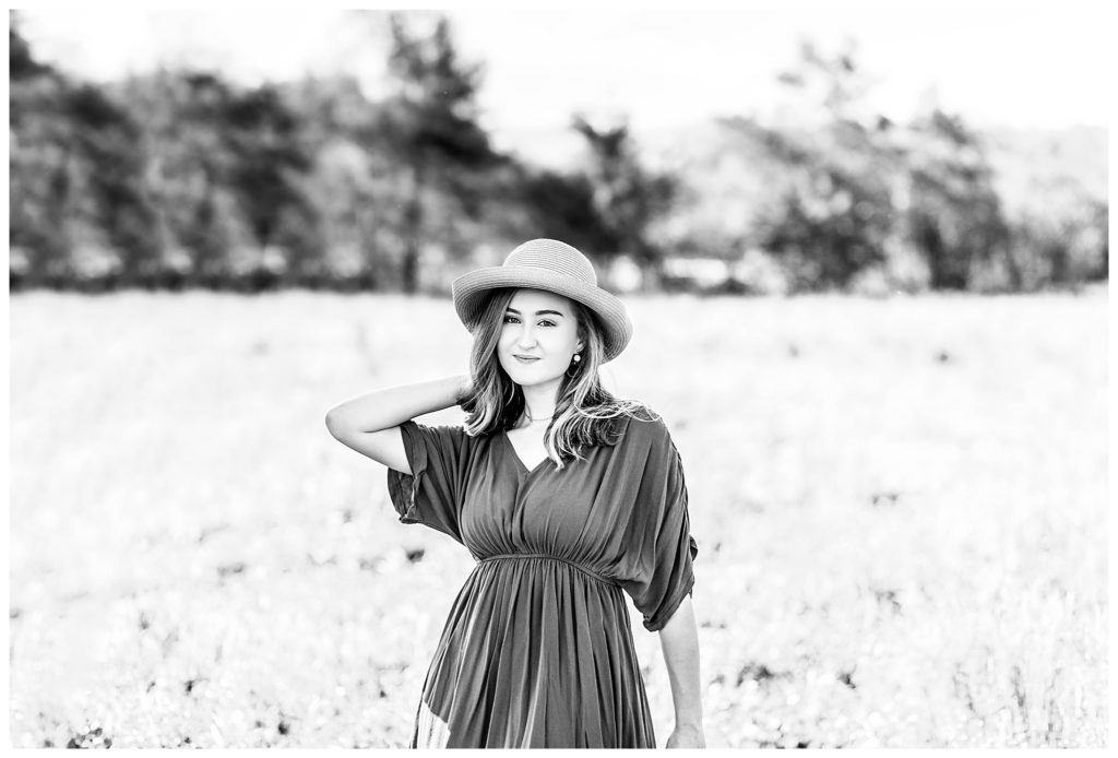 senior portraits in a wildflower field at Taylor Ranch | Asheville Senior Photographer
