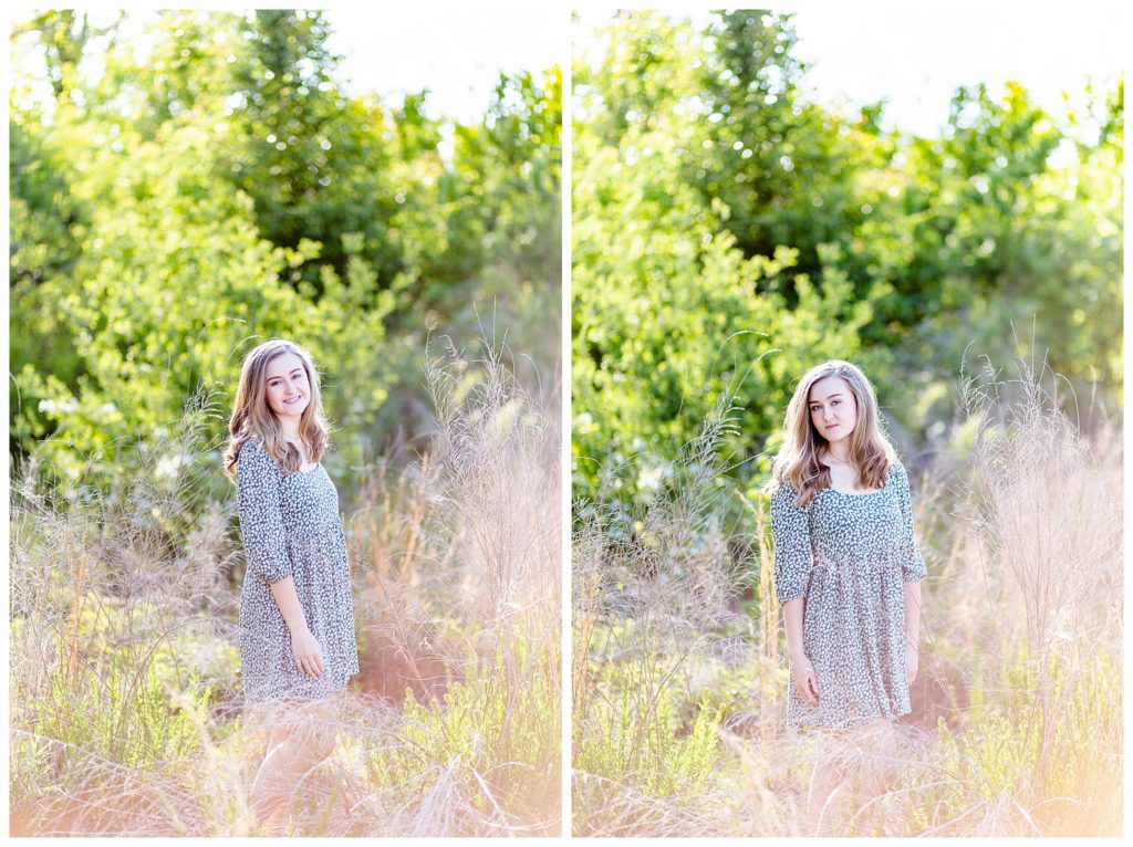 senior portraits in tall grass at Taylor Ranch | Asheville Senior Photographer