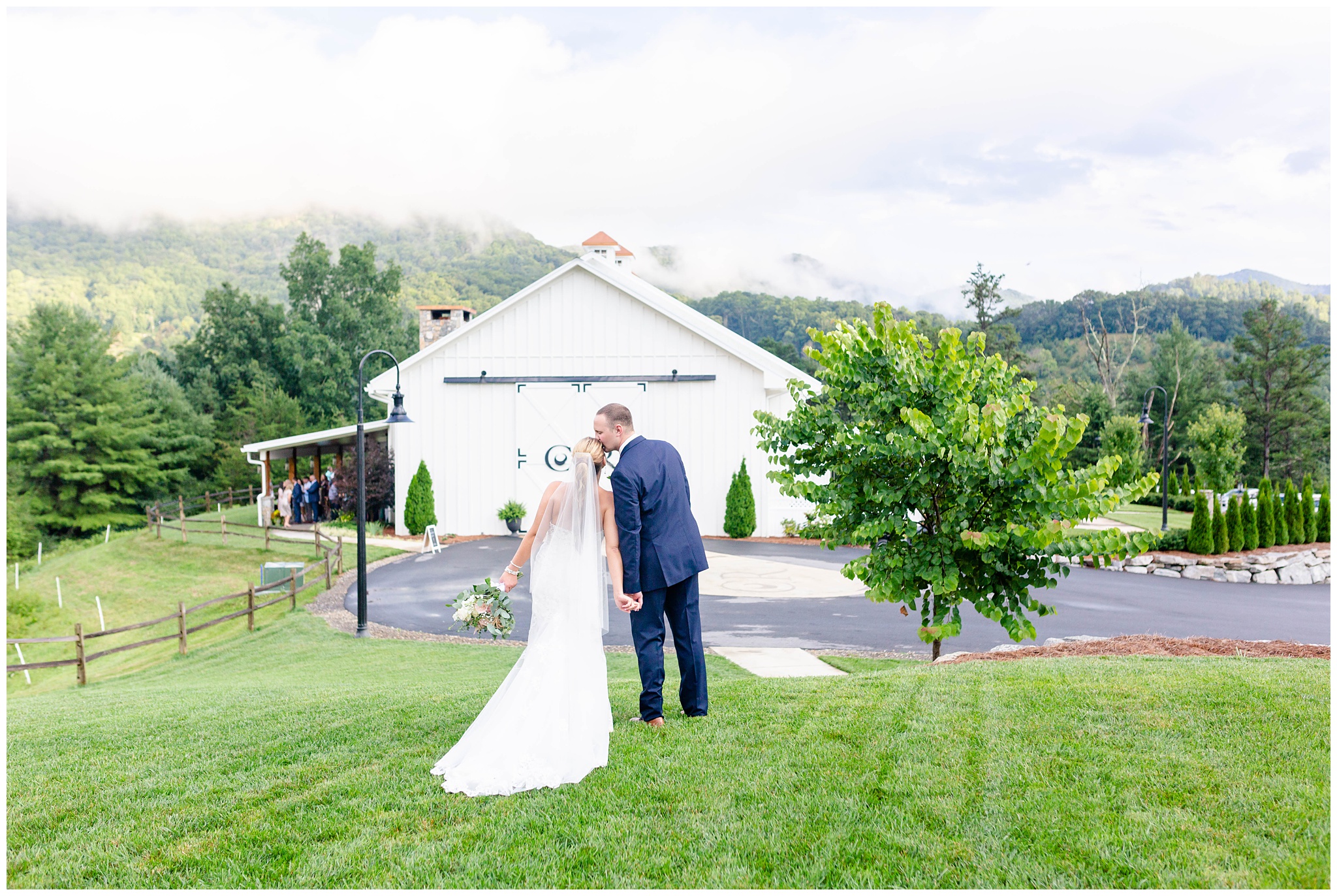 mountain wedding at white barn