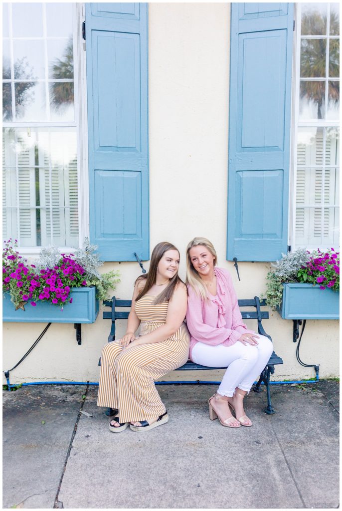 Southern and colorful Rainbow Row Senior Portrait session in Charleston SC