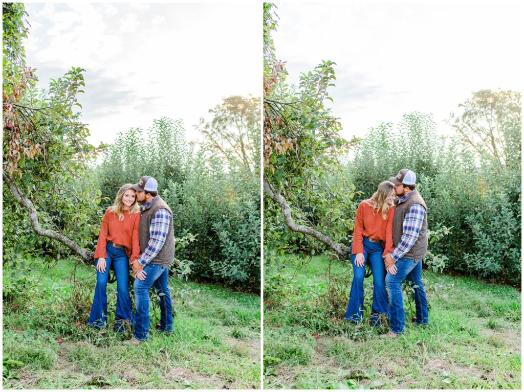 apple orchard fall engagement photos in the mountains