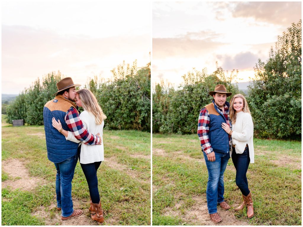 apple orchard mountain engagement session