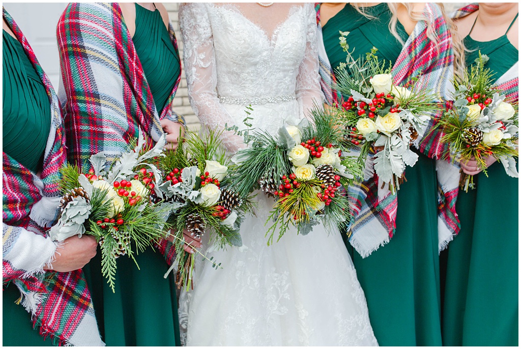 Christmas inspired wedding florals