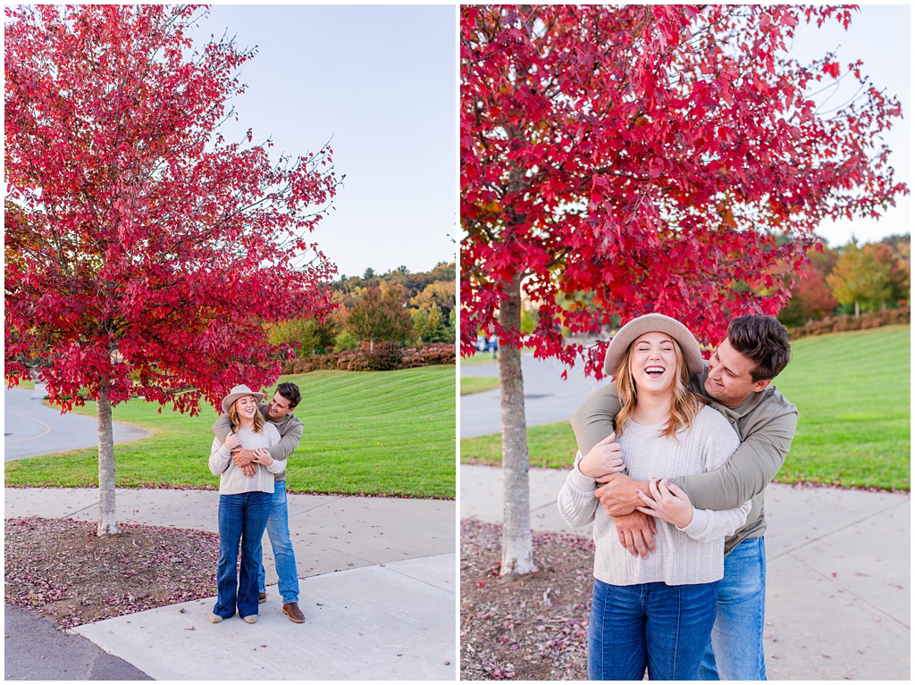 Couples photos at the Biltmore Estate during fall