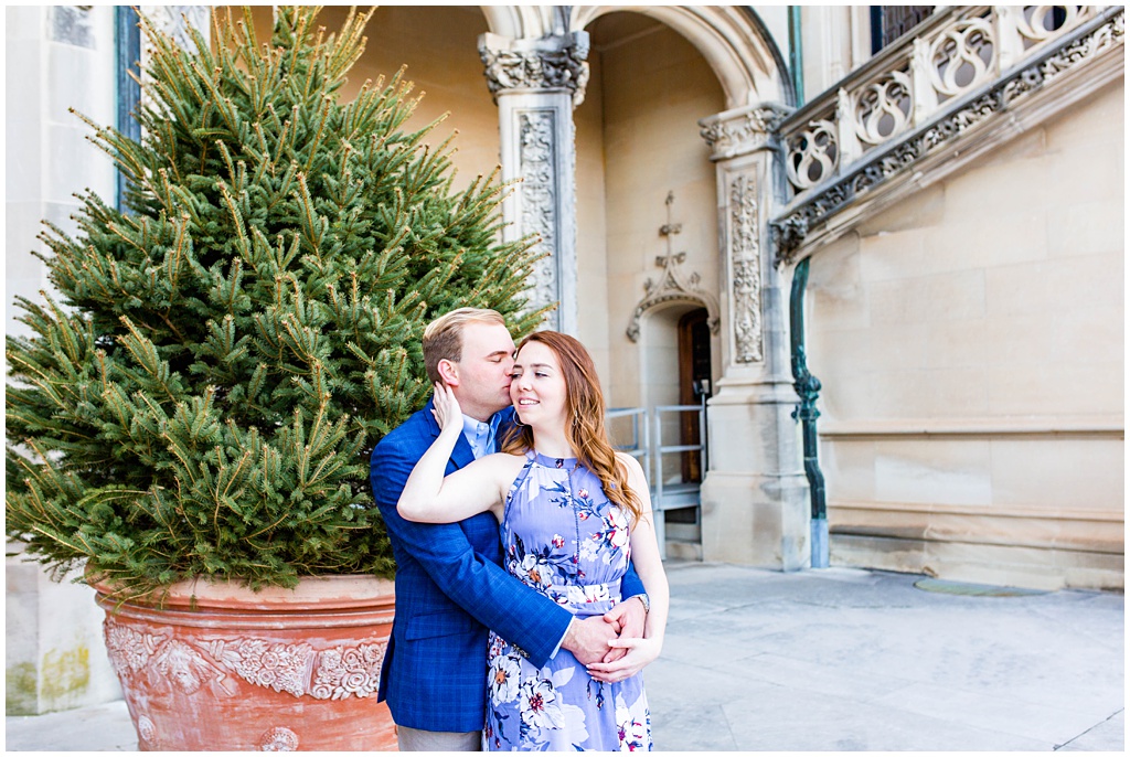 CJ kisses Kristina on the cheek at their engagement photo session