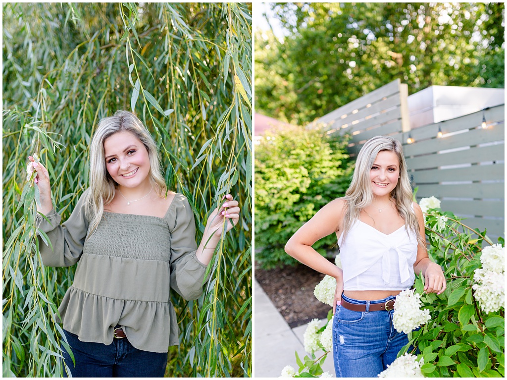 Senior portraits with beautiful outdoor landscaping at the biltmore in asheville