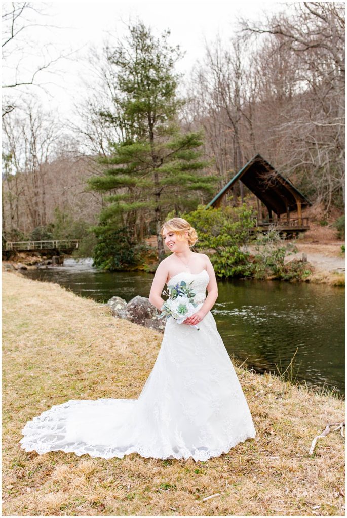 Winter bridal portrait session at Camp Daniel Boone in Canton NC | Asheville Wedding Photographer