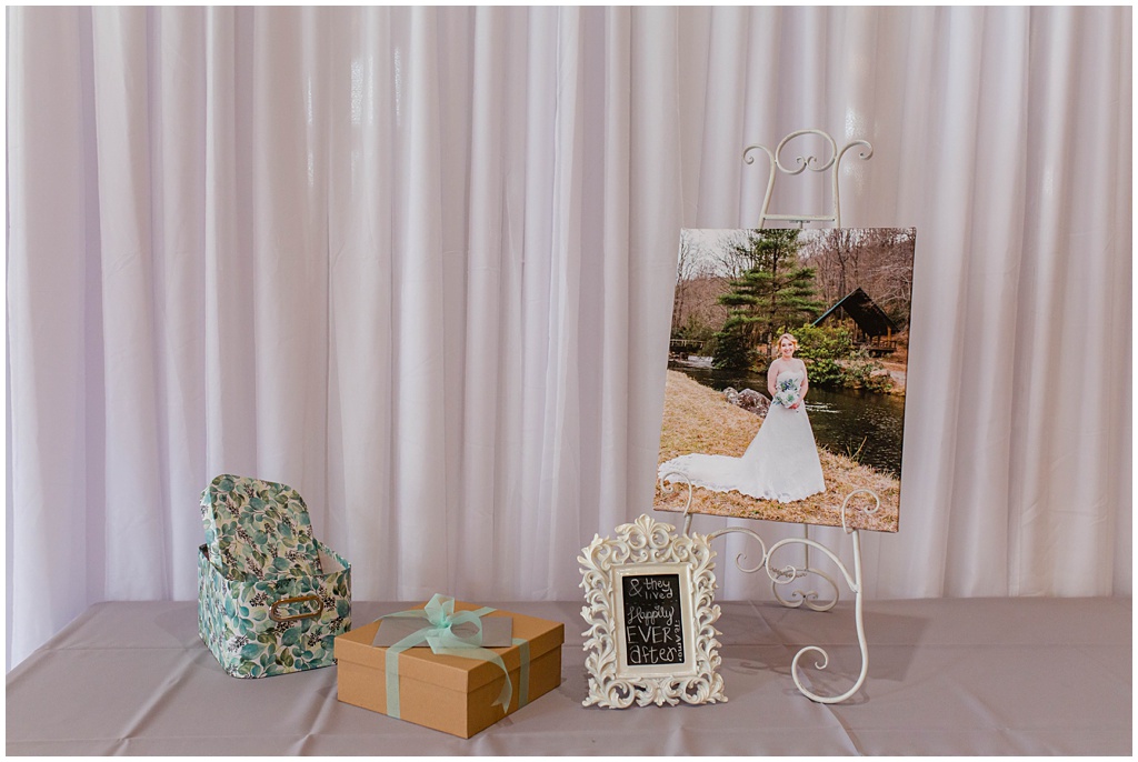 Madison's bridal portrait canvas on display at the reception