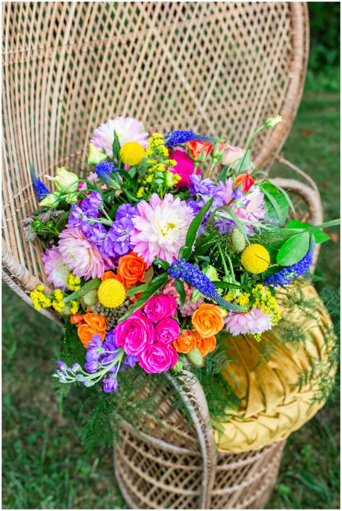 Whimsical and vibrant spring or summer bridal bouquet in Asheville NC