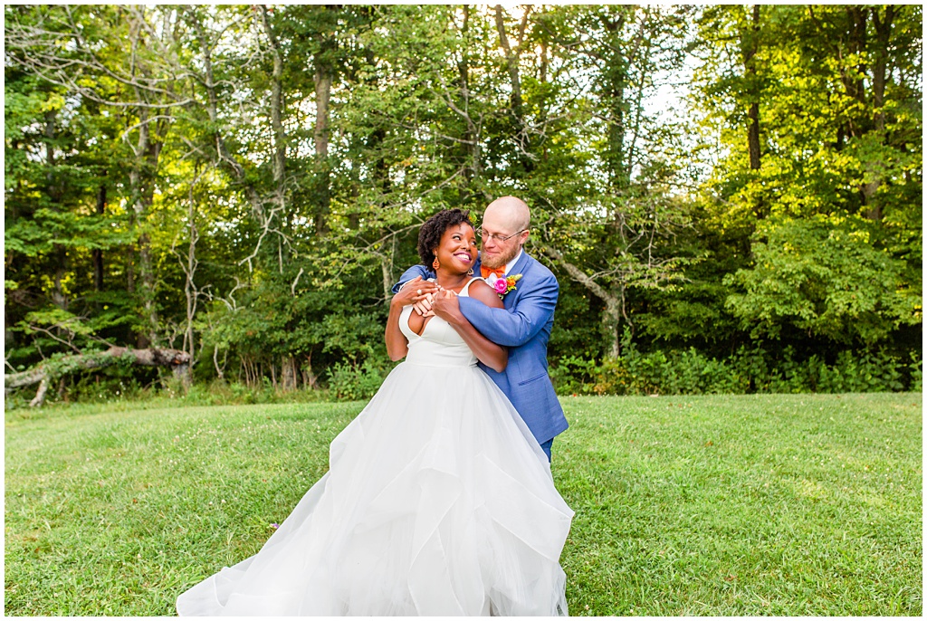 Bride and groom portraits in Asheville NC at The Ridge | Vibrant Spring Wedding | Asheville Wedding Photographer