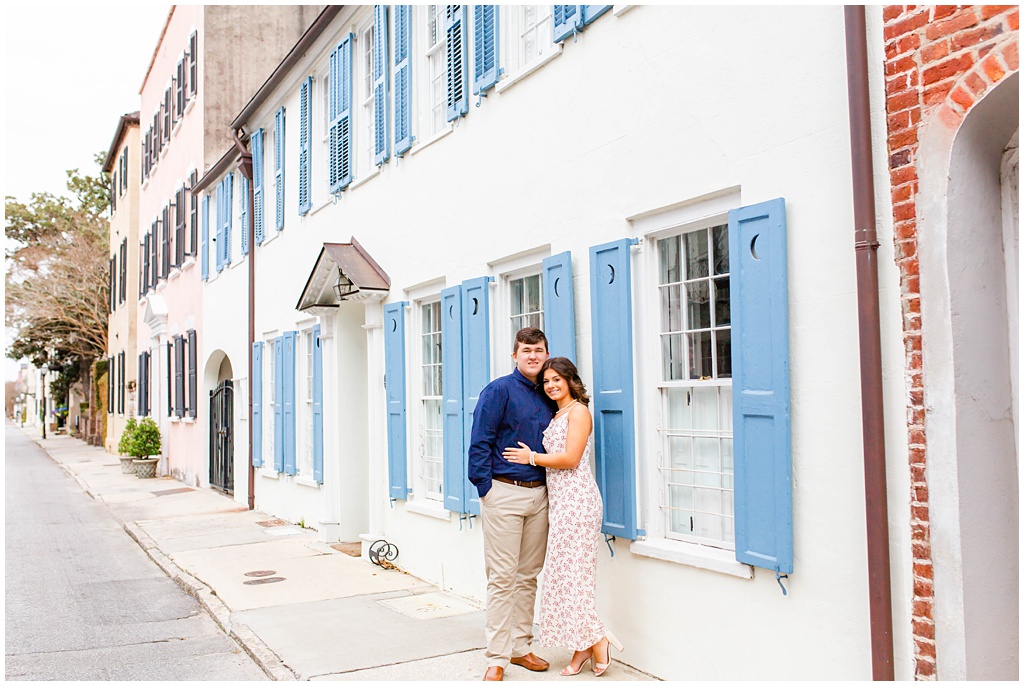 Tradd street engagement photos in downtown Charleston.