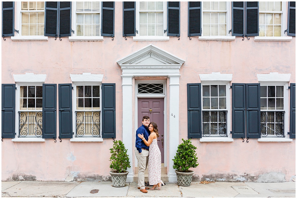 Engagement photos in downtown Charleston at the Battery.