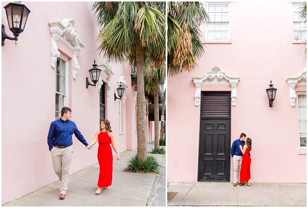 Historic downtown Charleston Engagement Photos at the Mills House.