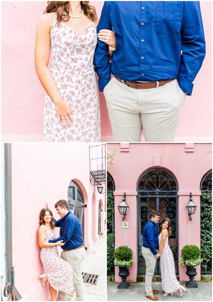 Rainbow row engagement photos in downtown Charleston.