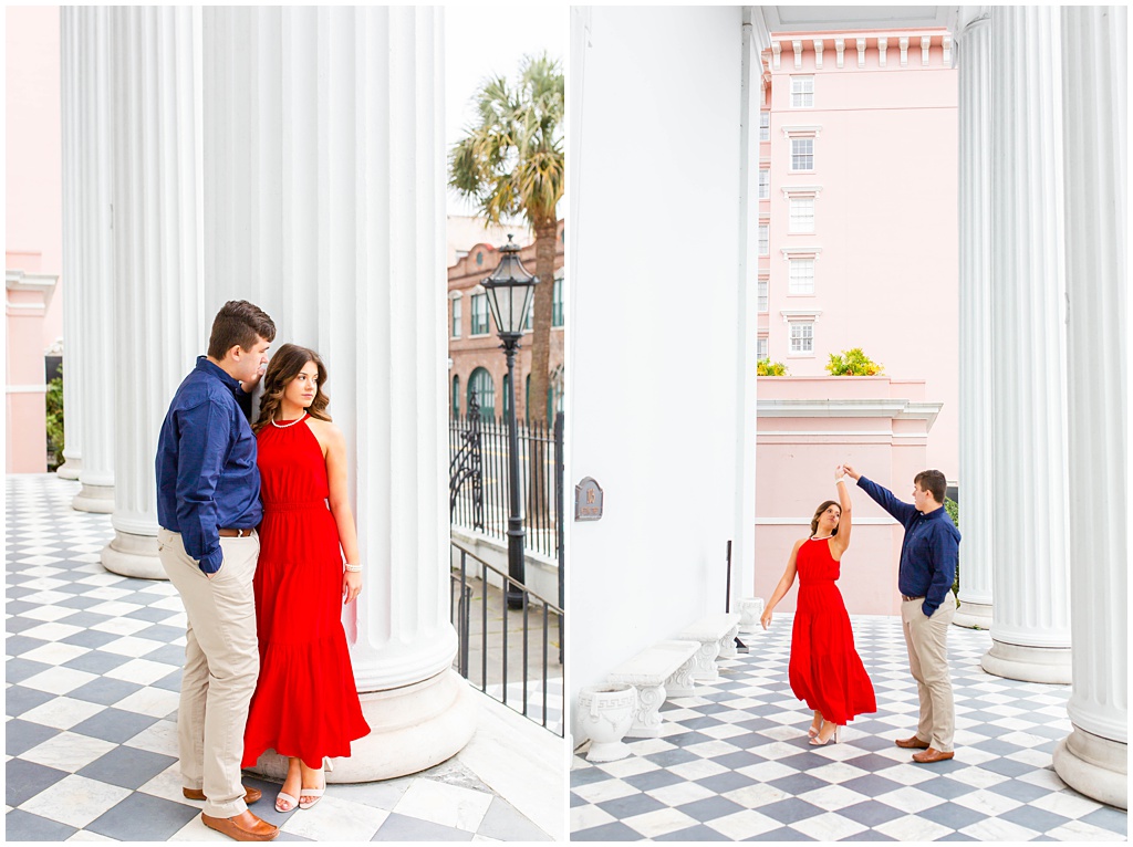Historic downtown Charleston Engagement Photo inspiration.