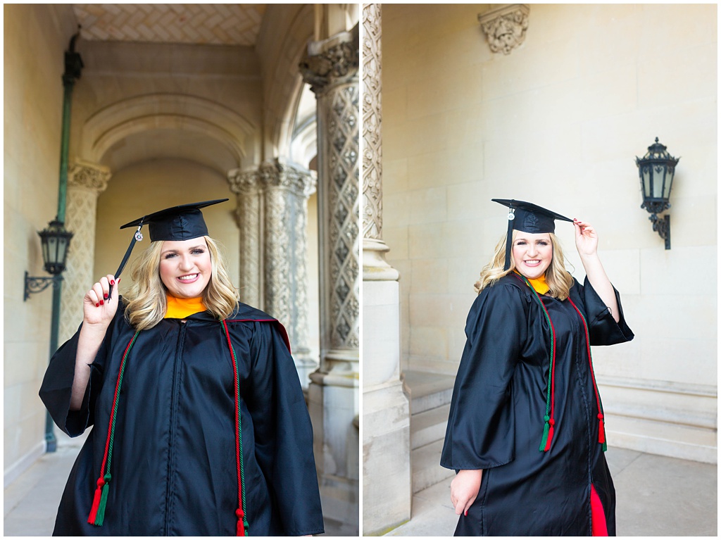 Madison holding onto her grad cap at the Biltmore Estate for photos.