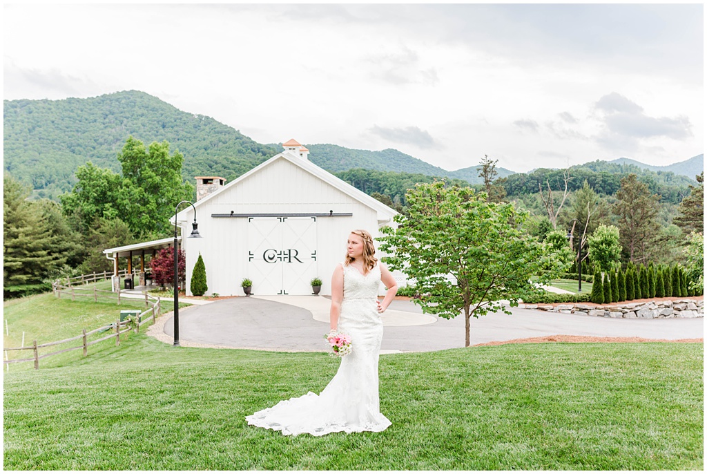 Bridal portraits in the mountains of Canton NC at Chestnut Ridge.