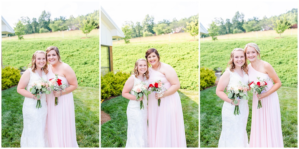 A portrait of each bridesmaid with the bride.