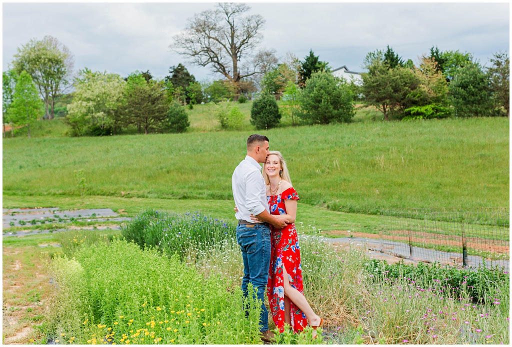 Wildflower engagement photos in NC.