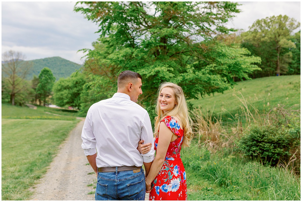 Asheville Engagement session Inspiration with flowers and mountains.