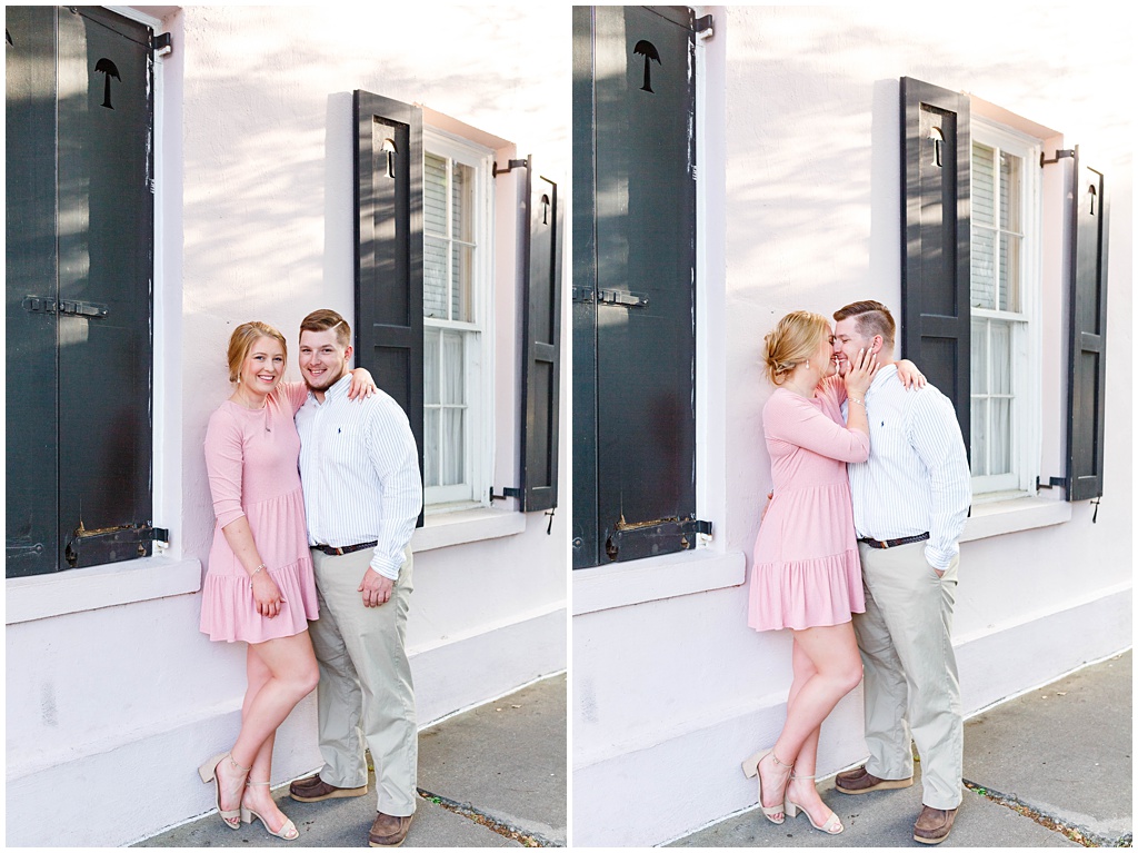 Pink and white spring engagement photo inspiration in Charleston, SC.