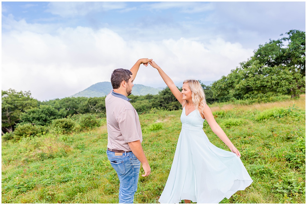 Light and airy engagement photos in the mountains in Asheville, NC.