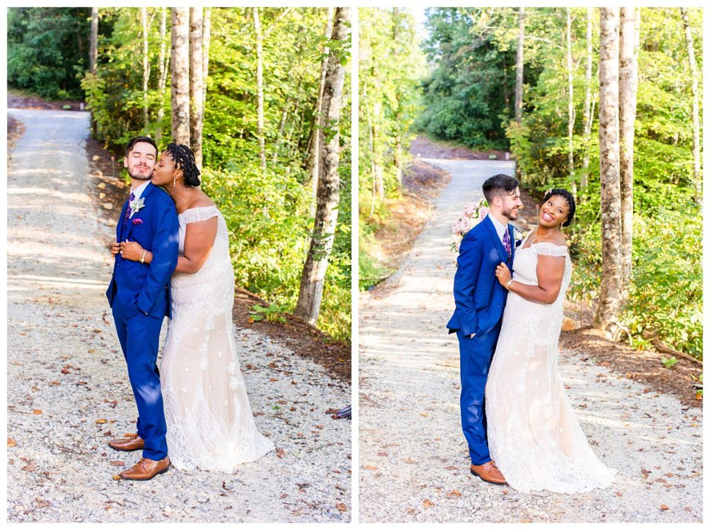 Bride and groom portraits at the Pond at Laurel Cove in North Carolina.