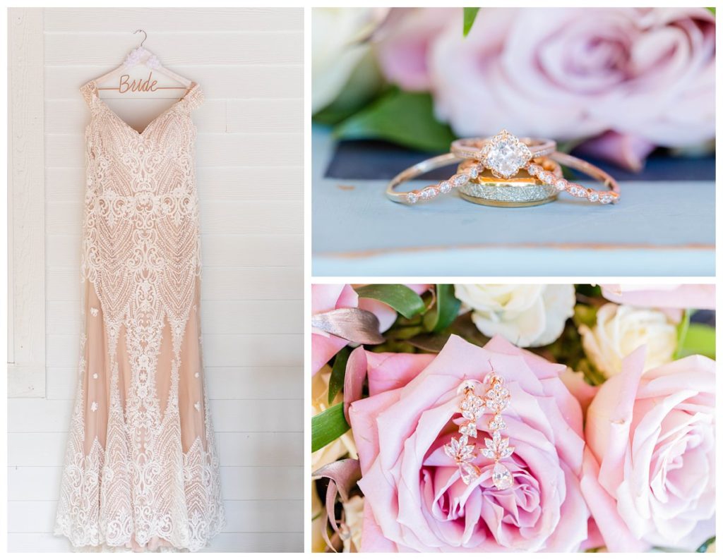 Bridal details in blush and pink for Tyeshia's wedding at the Pond at Laurel Cove.