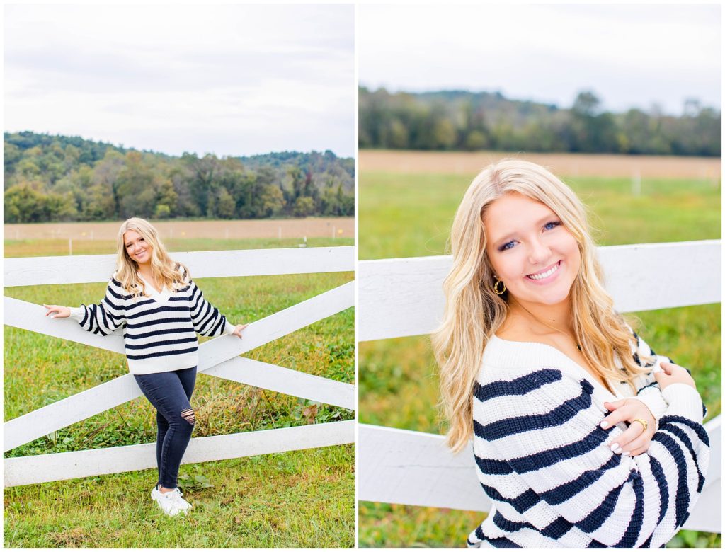 Biltmore estate senior portraits in the fall along a fence