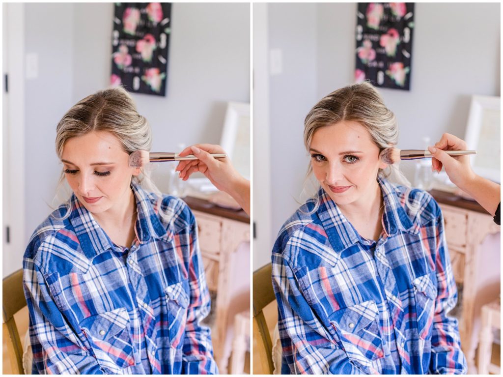 Lindsey gets her makeup done on the morning of her wedding.