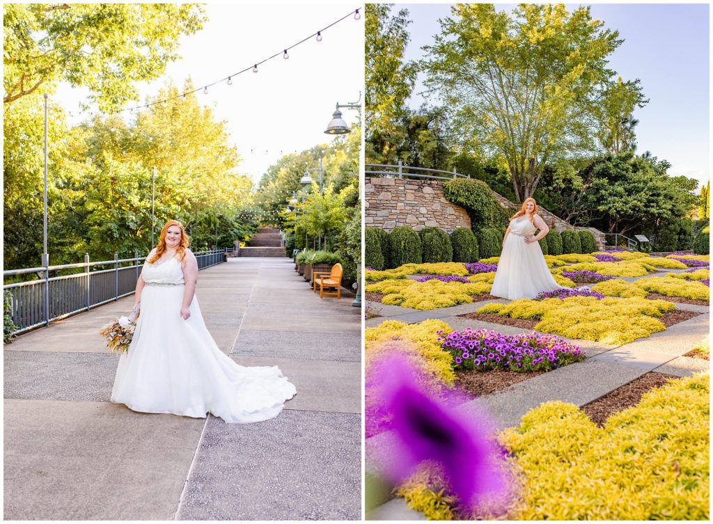 The NC Arboretum has a wide variety of florals and backdrops for bridal portraits.