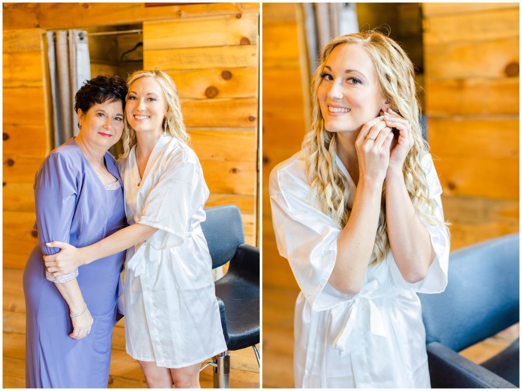 The bride gets ready with her mother | Asheville Wedding Photographer