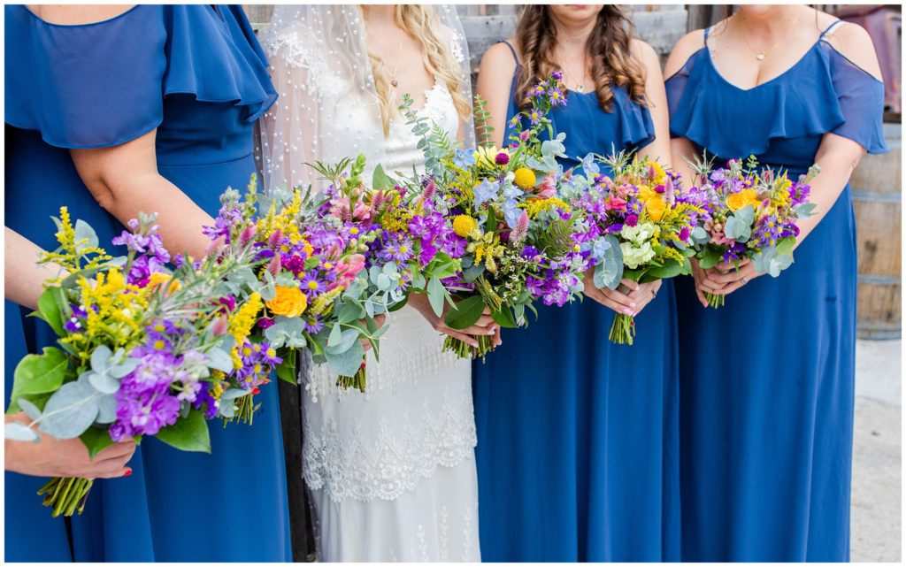 Colorful bridesmaid bouquets | Asheville Wedding Photographer