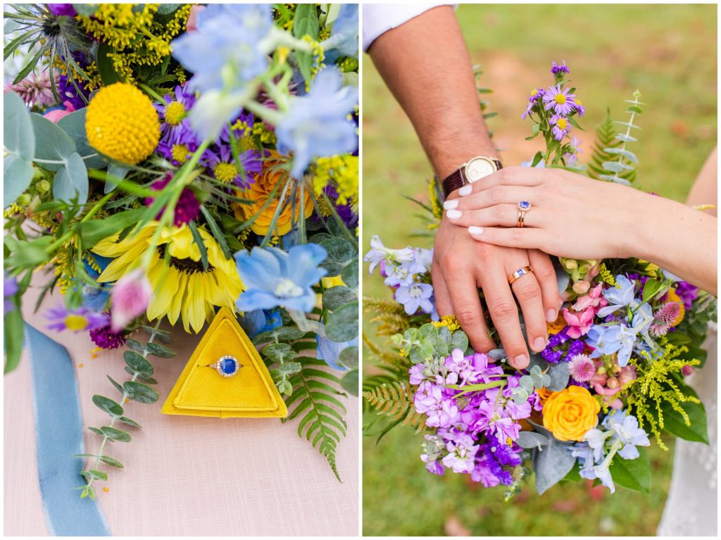 Colorful wedding inspiration with blue rings | Asheville Wedding Photographer