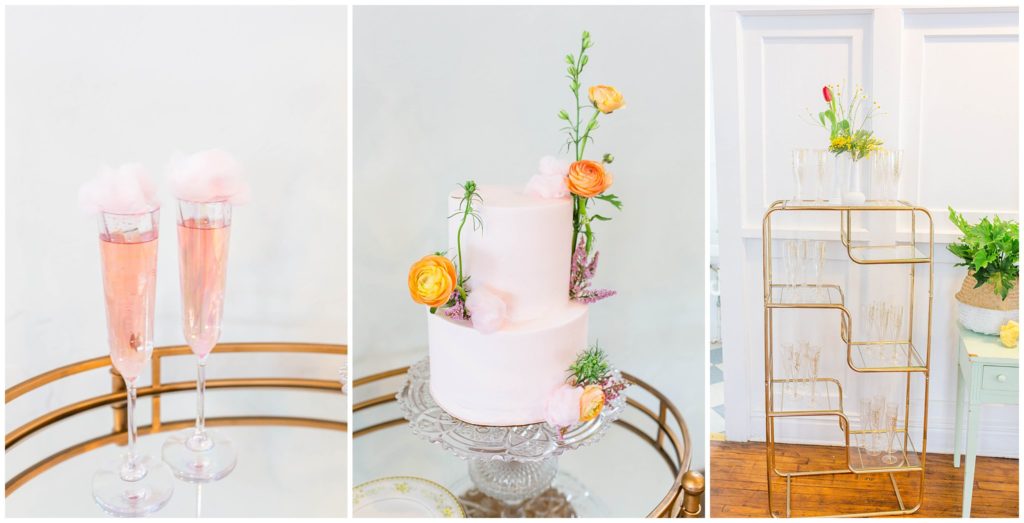Cotton candy specialty drinks and a pink wedding cake for this Spring inspired wedding day | Tracy Waldrop Photography