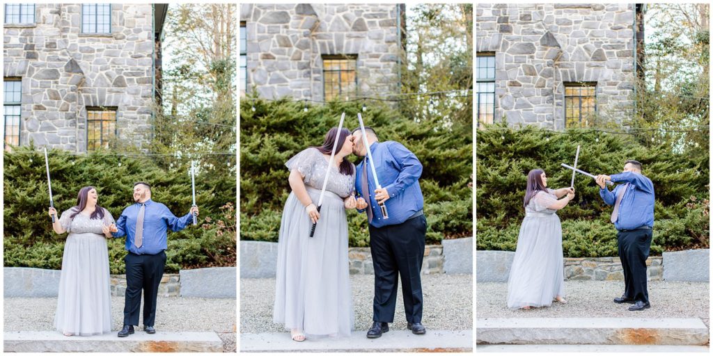 Engagement photos with light sabers | Tracy Waldrop Photography | Asheville Engagement Photographer