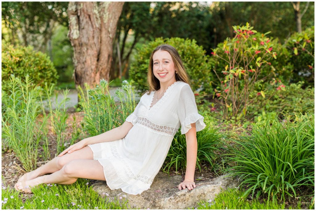 Senior photos in the spring at the NC Arboretum in Asheville