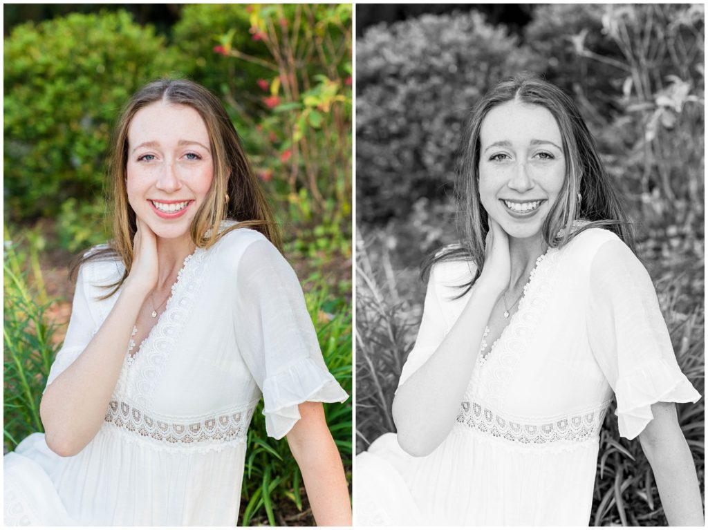 Senior photos in the spring at the NC Arboretum in Asheville
