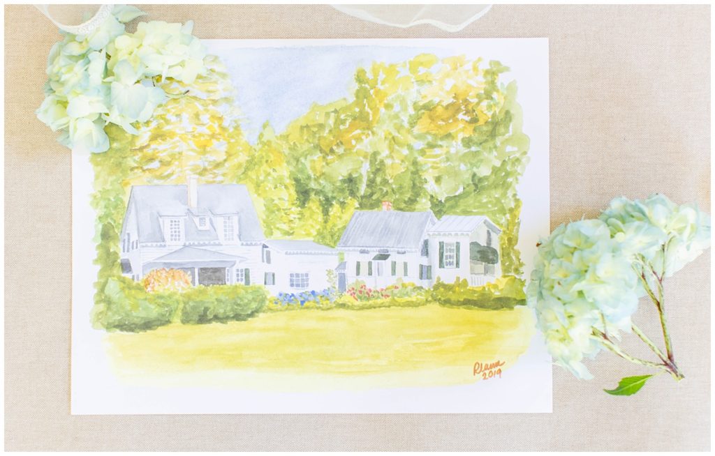watercolor portrait of the Rutledge Cottage in Flat Rock, NC