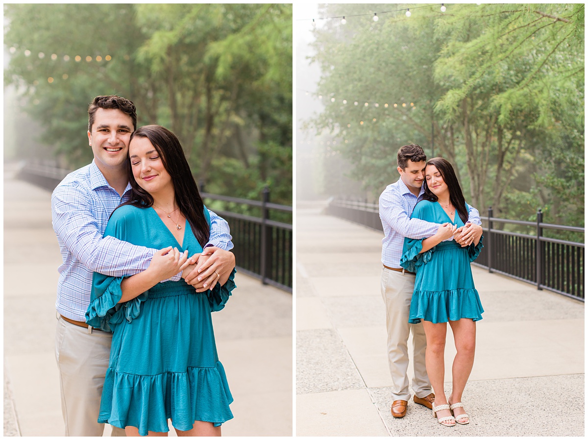 couple snuggles for their Asheville engagement session