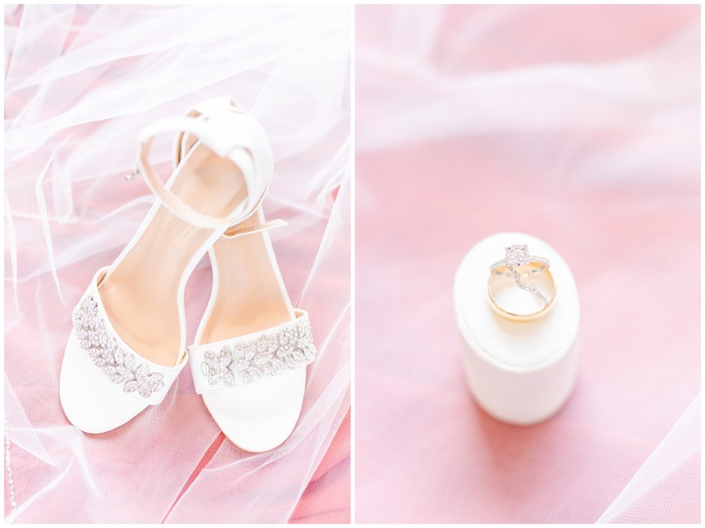 bridal shoes and wedding ring with ring box