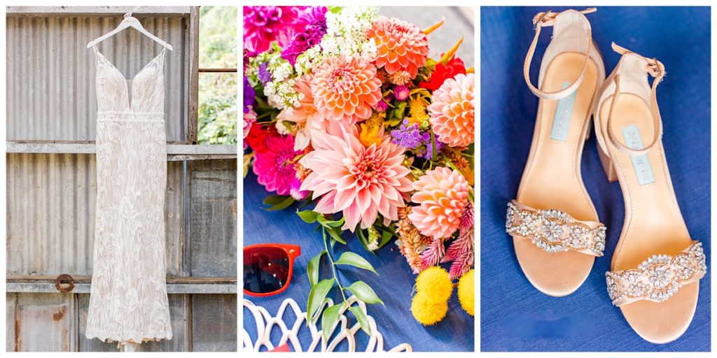 bridal details for colorful downtown Asheville wedding