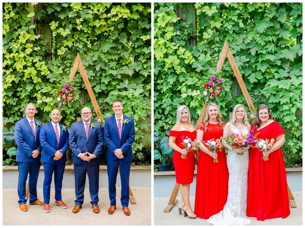 wedding party portraits for downtown Asheville wedding
