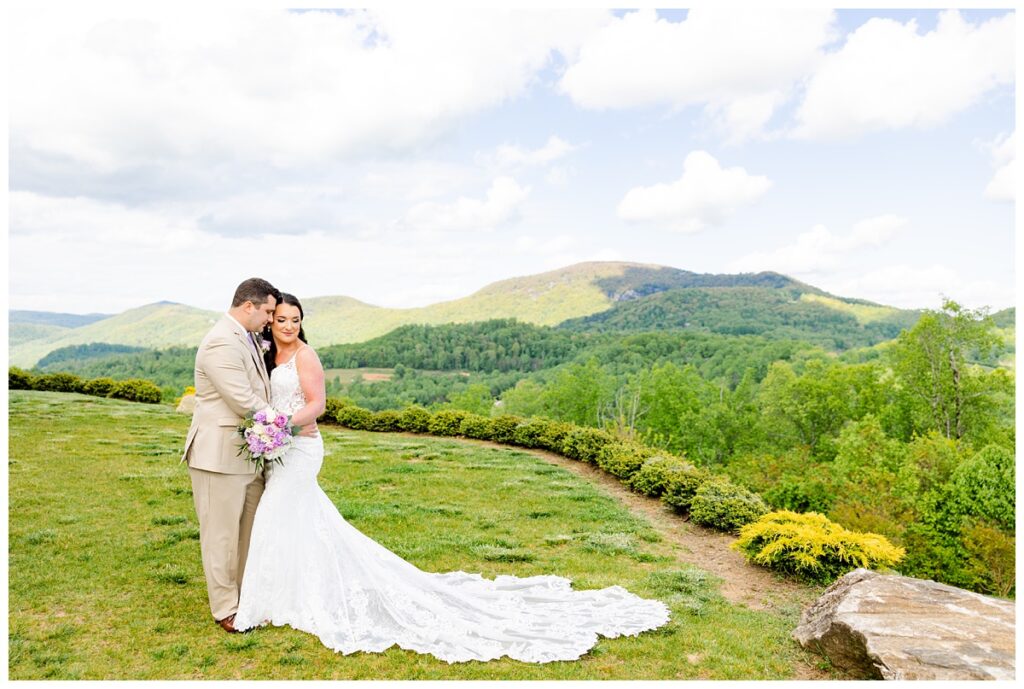 couples portraits at vineyard wedding in Asheville