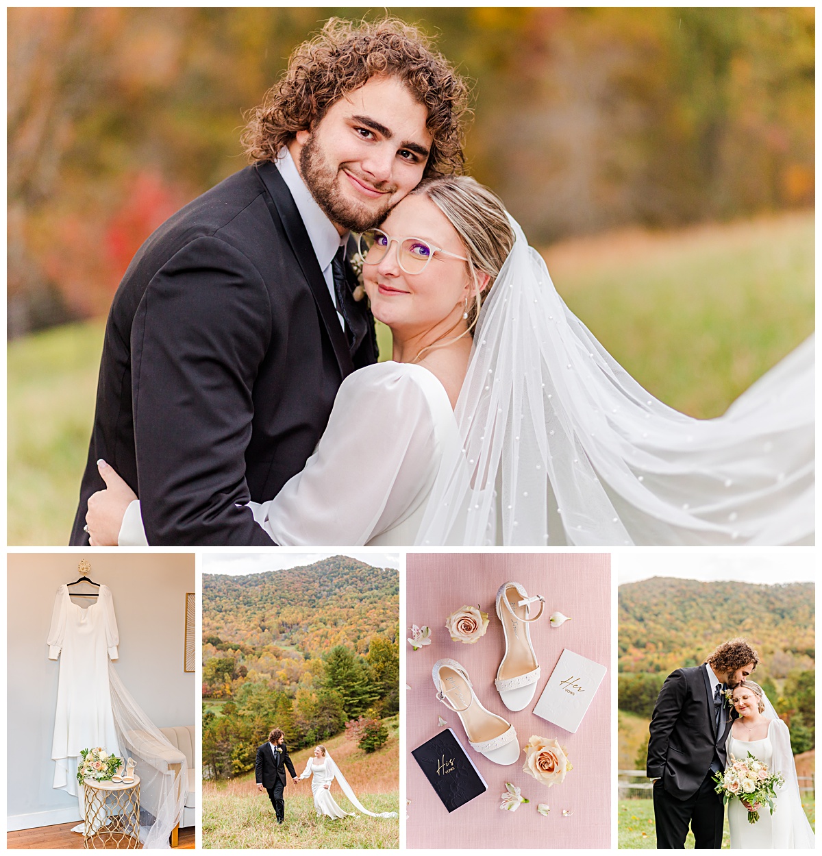 wedding day details with couple at chestnut ridge