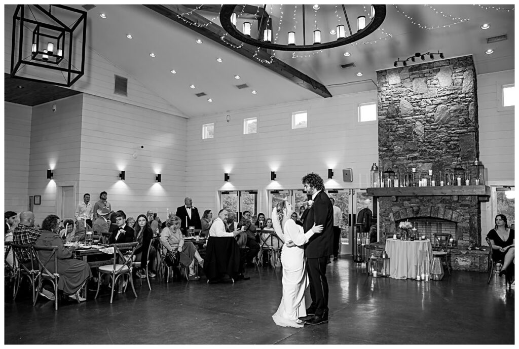 black and white bride and groom first dance