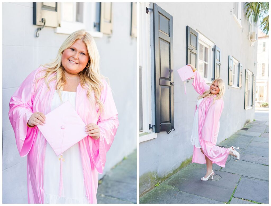 pink cap and gown